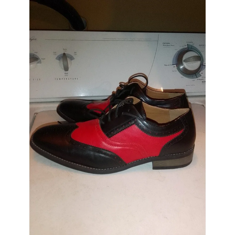 Mens Metro Charm Black& Red Two Toned Perforatal Wing Tip Lace Up Oxford...